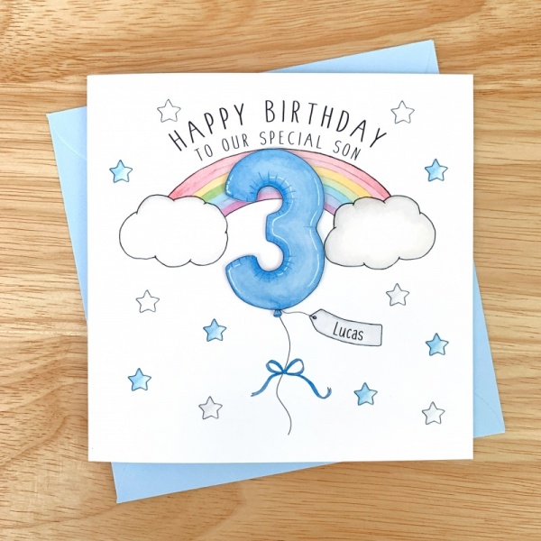 Personalised Boys Rainbow Birthday Card - 1st, 2nd, 3rd, 4th, 5th, 6th, 7th, 8th, 9th