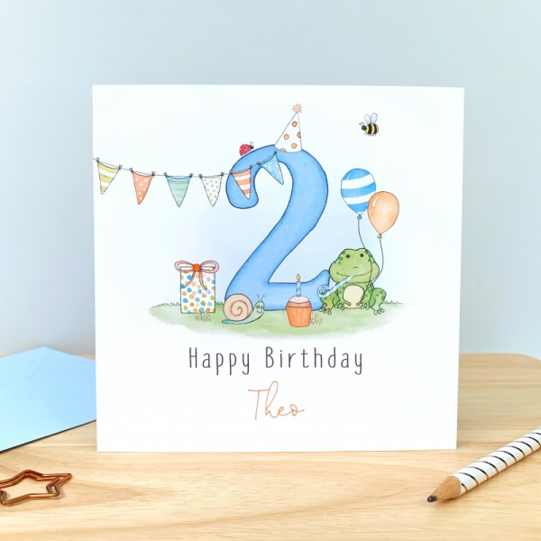 Personalised Boys Birthday Card  Frog 1st, 2nd, 3rd, 4th, 5th, 6th, 7th