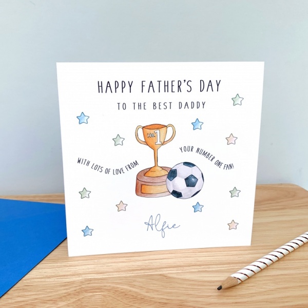 Personalised Father's Day Card - No. 1 Dad - Football and Cup