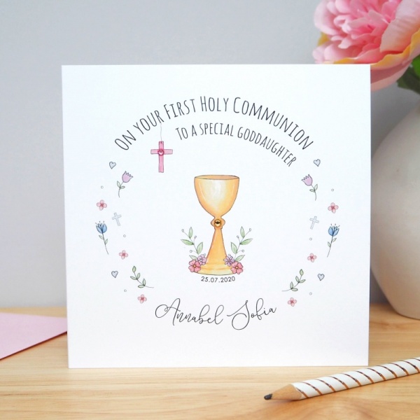 Personalised First Holy Communion Card - Girls Communion Card