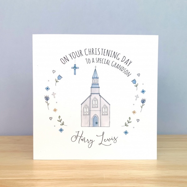 Personalised Christening Card  - Boys Christening Card