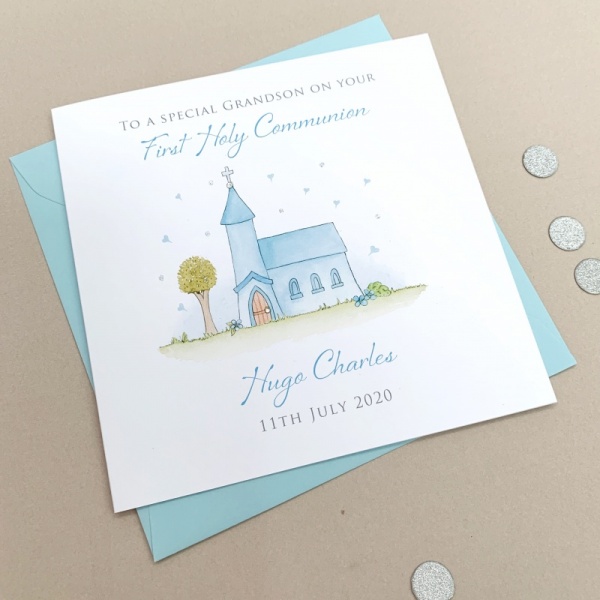 Personalised First Holy Communion Card - Boys Communion Card