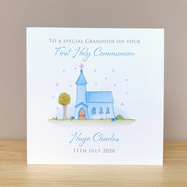 Personalised First Holy Communion Card - Boys Communion Card