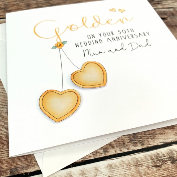 Handmade Personalised Golden Wedding Anniversary Card  50th Anniversary