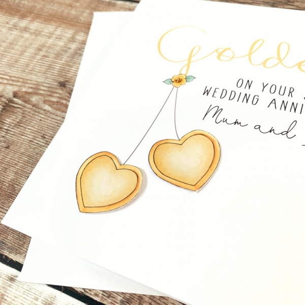 Handmade Personalised Golden Wedding Anniversary Card  50th Anniversary