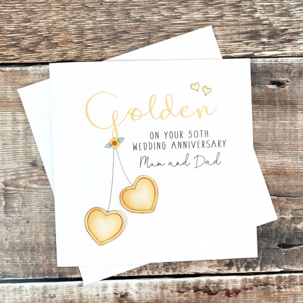 Handmade Personalised Golden Wedding Anniversary Card  50th Anniversary