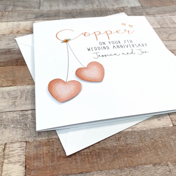 Personalised Copper Wedding Anniversary Card - 7th Anniversary Card