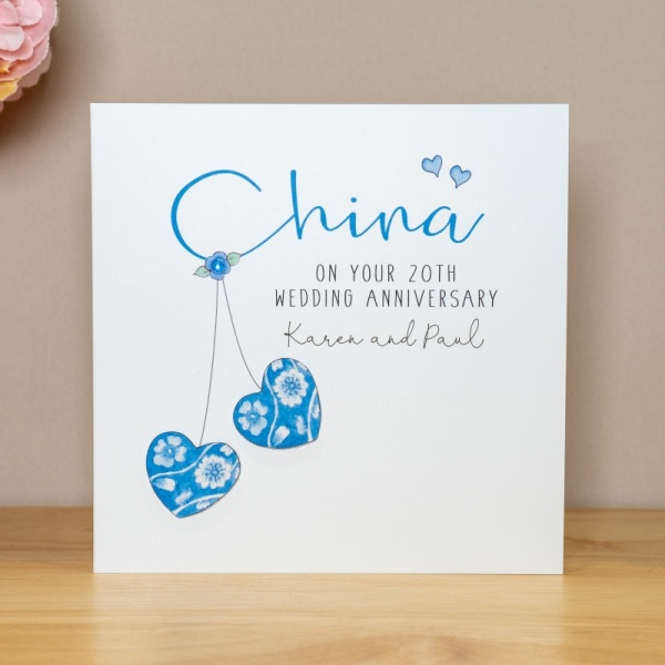 Personalised China Wedding Anniversary Card  20th Anniversary Card