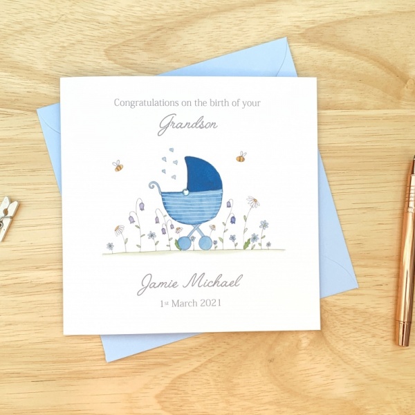Personalised New Grandparents Card - Baby Grandson Card