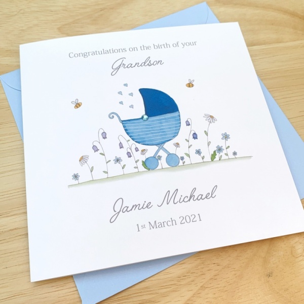 Personalised New Grandparents Card - Baby Grandson Card