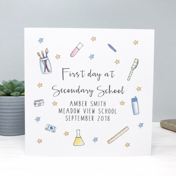 Personalised Good Luck on your First Day at Secondary School Card - First Day at High School Card