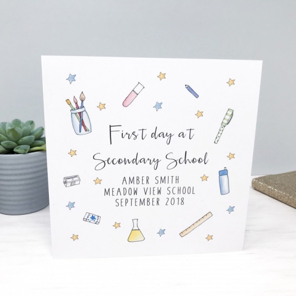 Personalised Good Luck on your First Day at Secondary School Card - First Day at High School Card