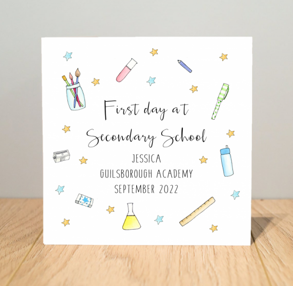 Personalised Good Luck on your First Day at Secondary School Card - First Day at High School Card