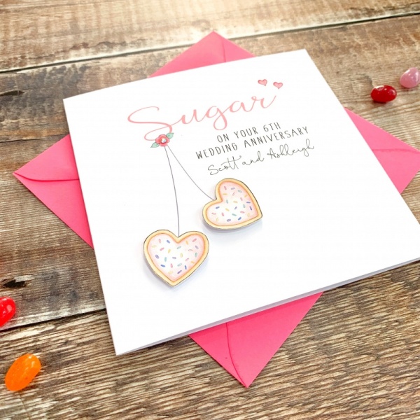 Personalised 6th Wedding Anniversary Card  Sugar Anniversary Card