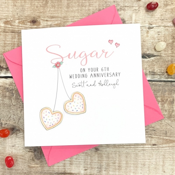 Personalised 6th Wedding Anniversary Card  Sugar Anniversary Card