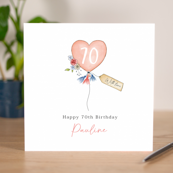 Age Balloon Card - 21st, 30th, 40th, 50th, 60th, 70th