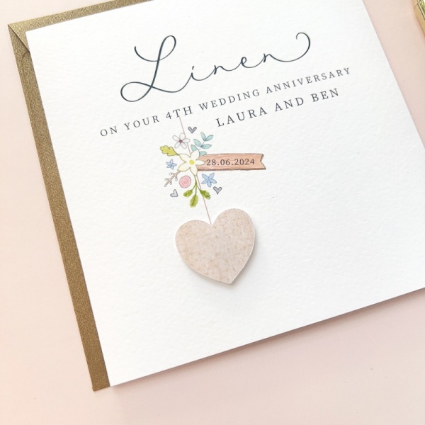 Personalised 4th Wedding Anniversary Card - Linen Anniversary Card