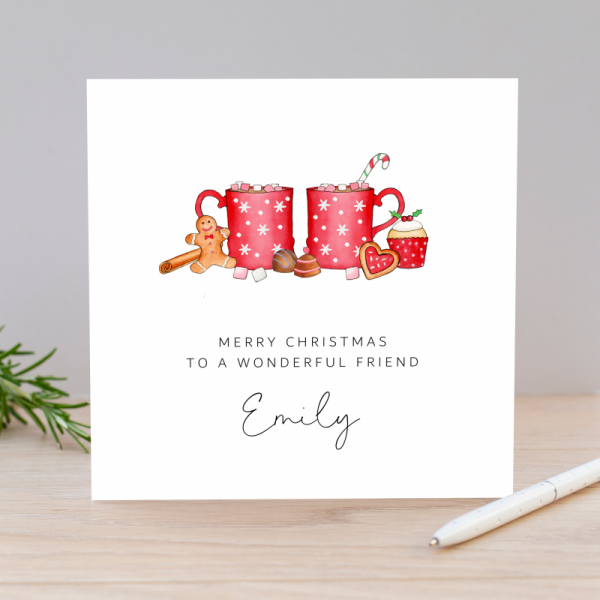 Personalised Friends Christmas card - Hot Chocolate