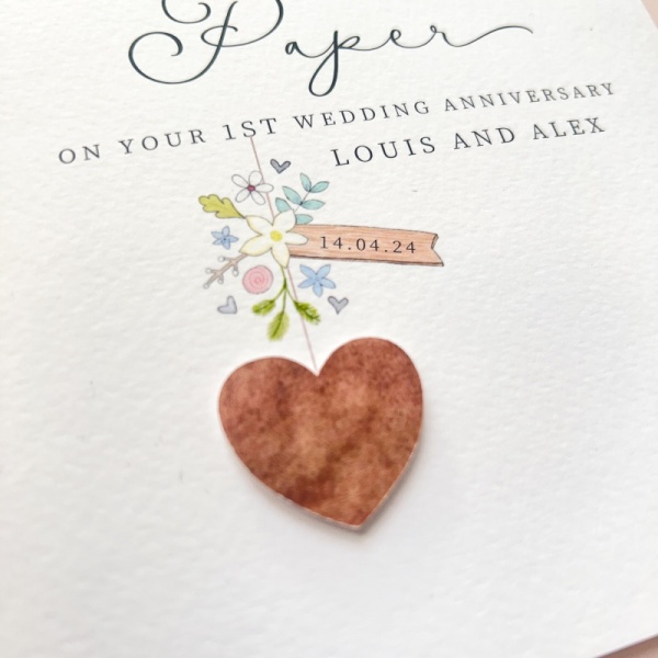 Personalised 1st Wedding Anniversary Card - Paper Anniversary Card