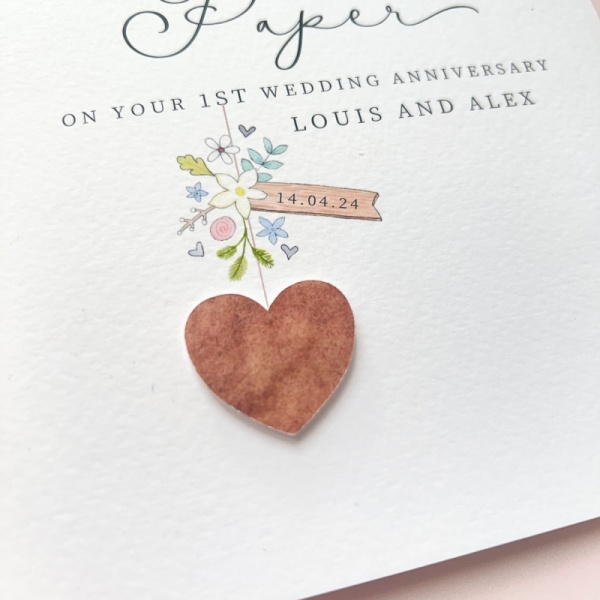 Personalised 1st Wedding Anniversary Card - Paper Anniversary Card