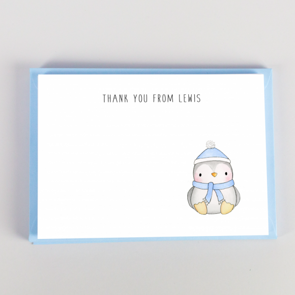 Penguin Christmas Notecards - Blue
