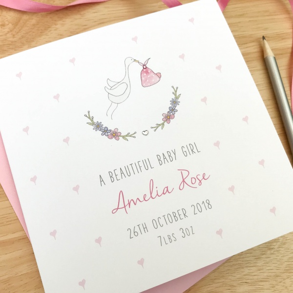 Personalised Baby Girl Card