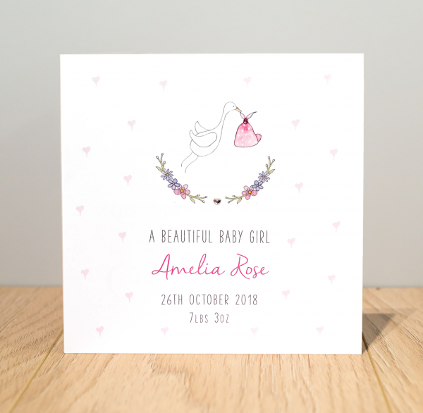 Personalised Baby Girl Card