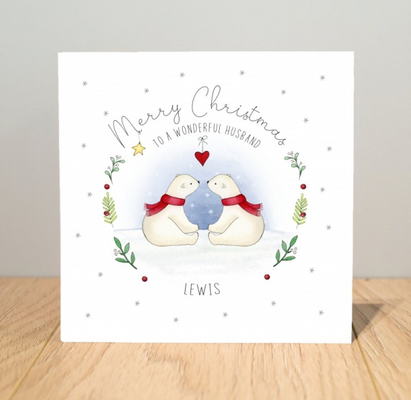 Personalised Couple Christmas Card - Polar Bears