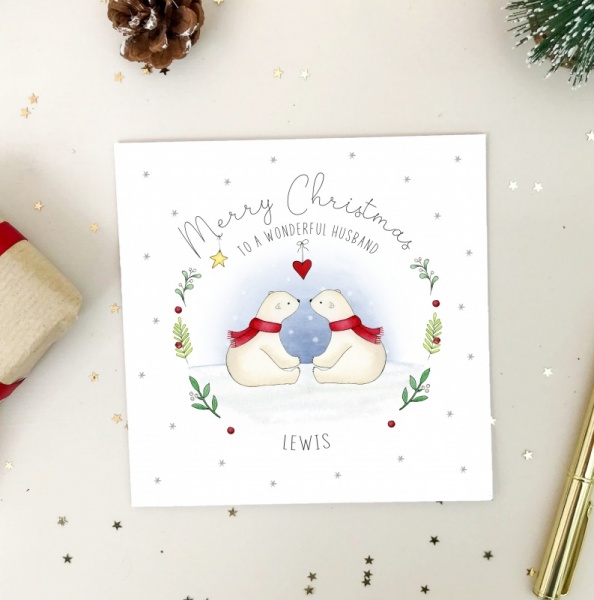 Personalised Couple Christmas Card - Polar Bears