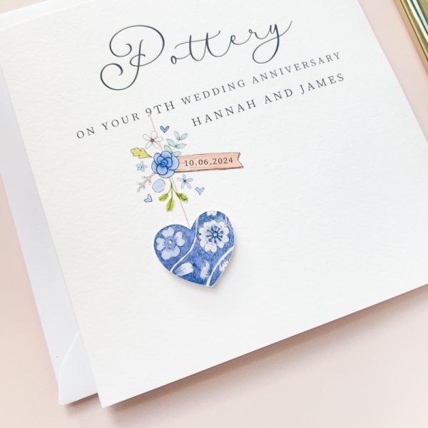 Personalised 9th Wedding Anniversary Card - Pottery Anniversary Card