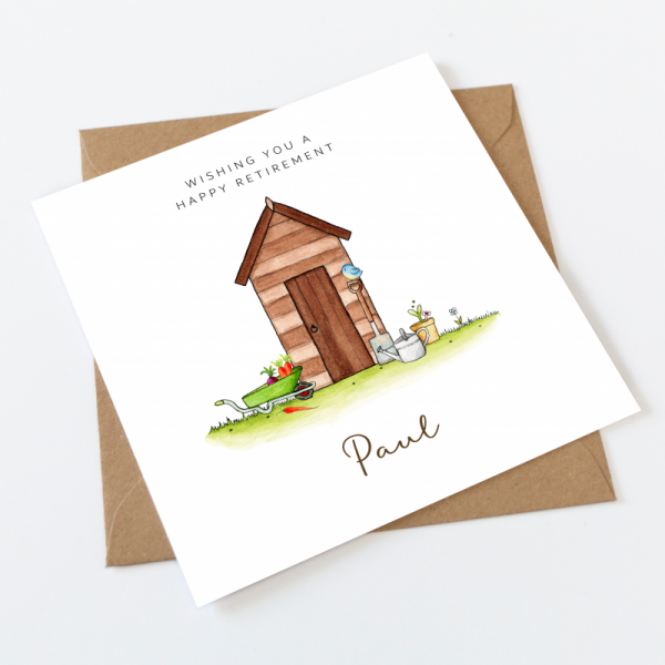 Personalised Retirement Card  Shed, Gardener, Gardening