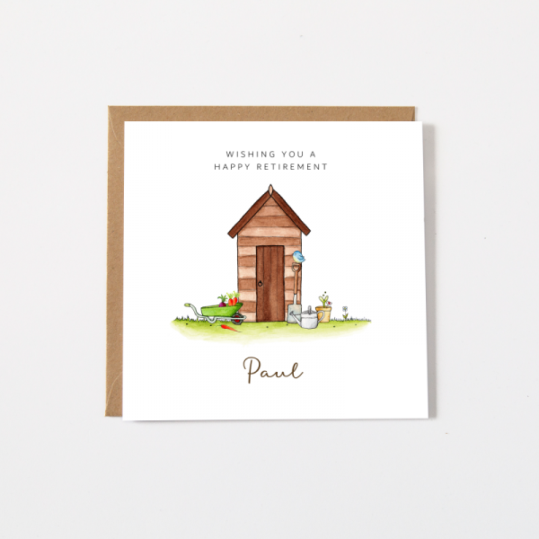 Personalised Retirement Card  Shed, Gardener, Gardening