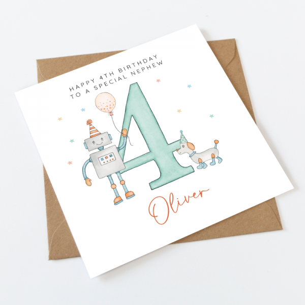 Personalised Boys Birthday Card - Robot