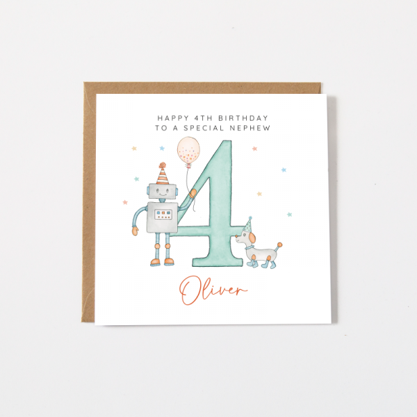 Personalised Boys Birthday Card - Robot