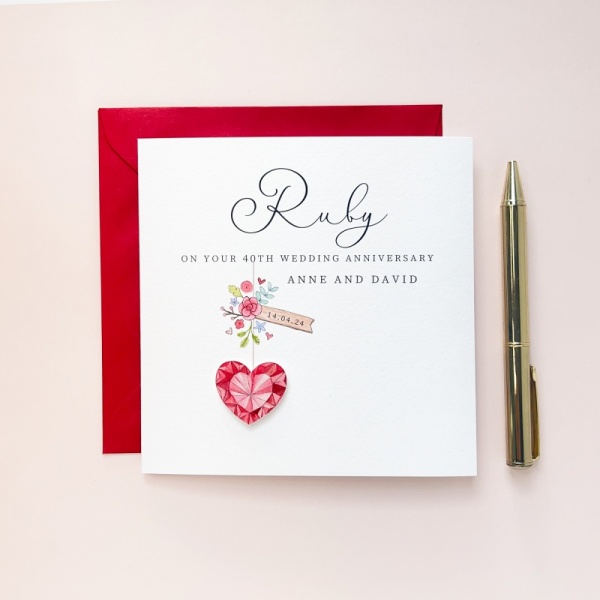 Personalised 40th Wedding Anniversary Card - Ruby Anniversary Card