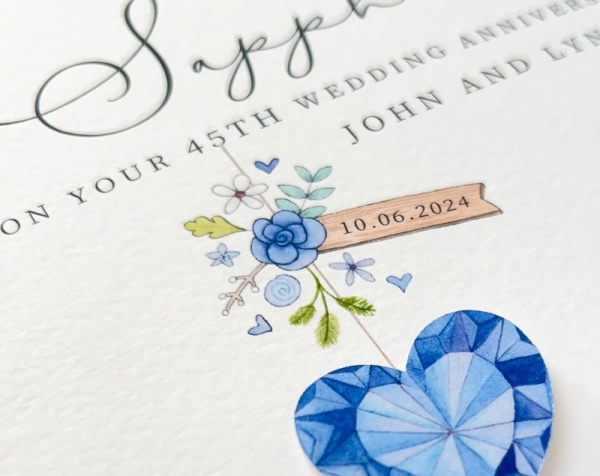 Personalised Sapphire Wedding Anniversary Card 45th or 65th - Just For ...