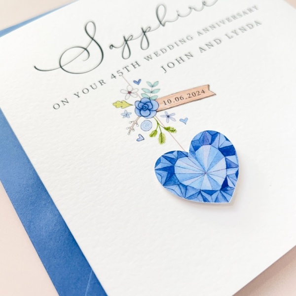 Personalised Sapphire Wedding Anniversary Card 45th or 65th - Just For ...