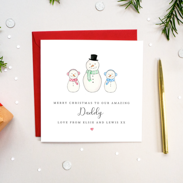 Personalised Snowman Daddy Christmas card - Christmas Card for Daddy