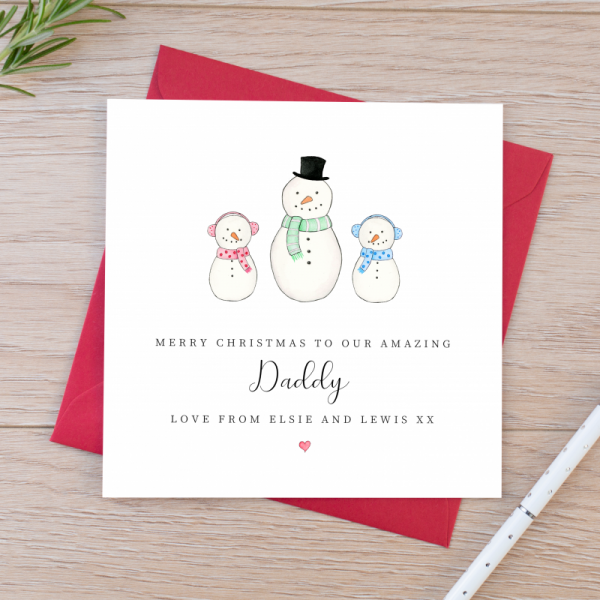 Personalised Snowman Daddy Christmas card - Christmas Card for Daddy