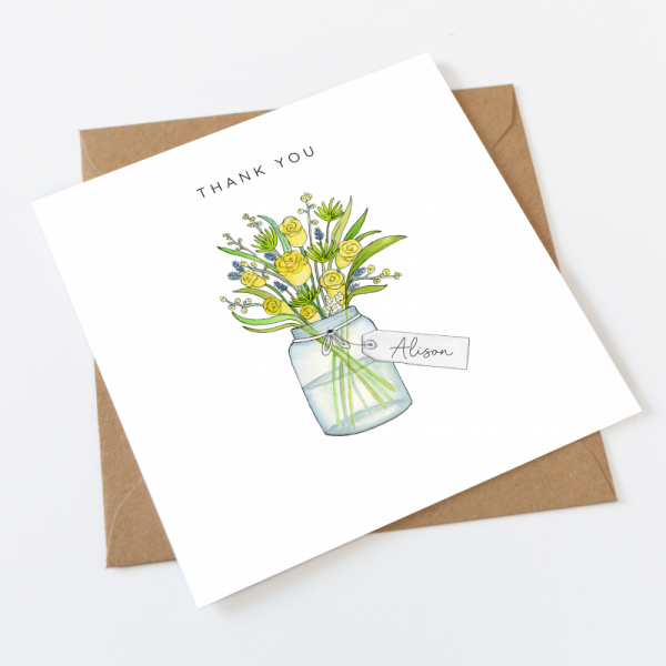 Personalised Thank You Card - Vase Flowers