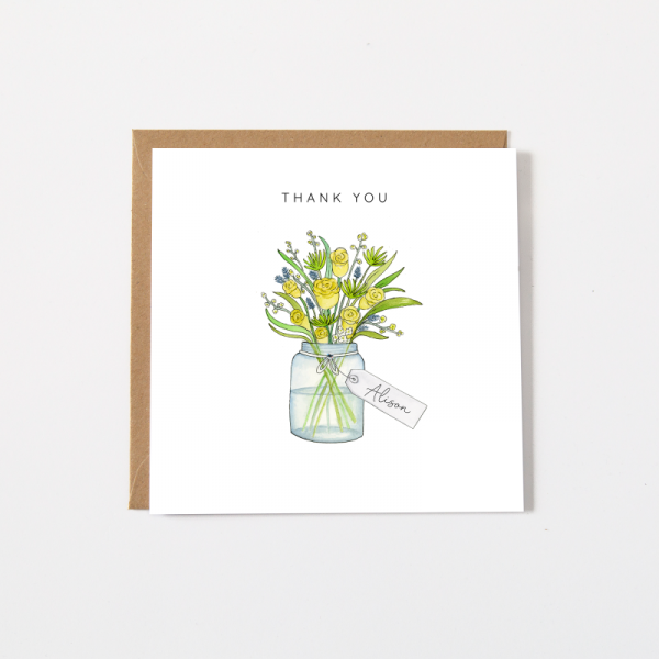 Personalised Thank You Card - Vase Flowers