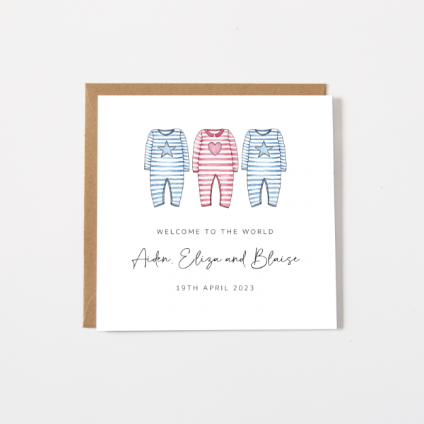 Personalised Baby Triplets Card