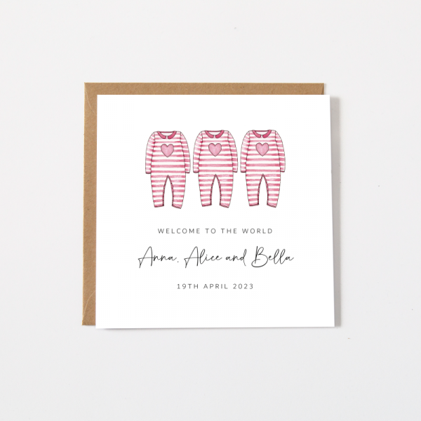 Personalised Baby Triplets Card