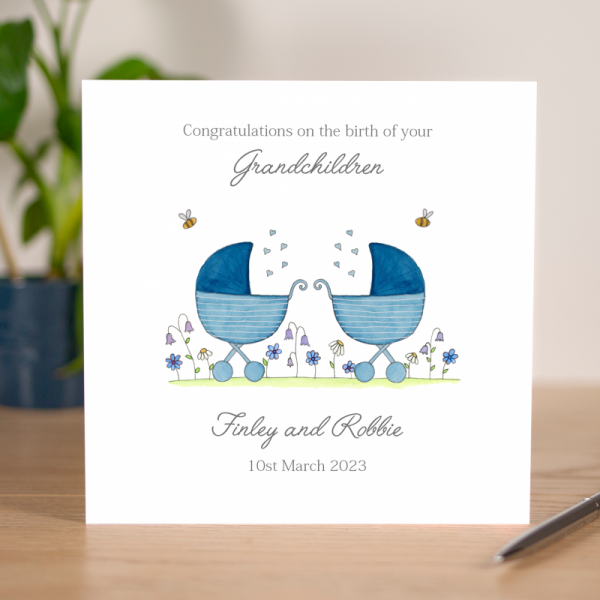 Personalised New Grandparents To Twins Card