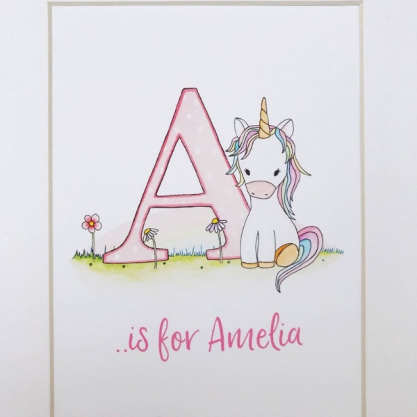 Unicorn Children's Art Print - Alphabet Letter
