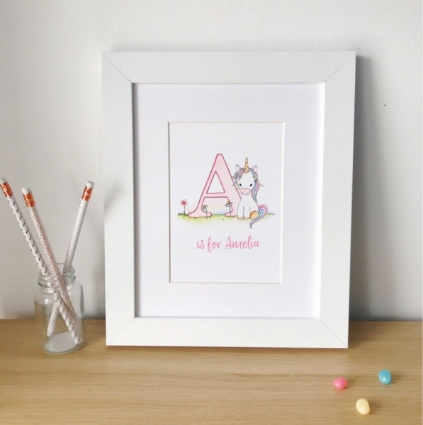 Unicorn Children's Art Print - Alphabet Letter