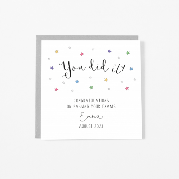 Personalised You Did It! Well Done Card - Passed your Exams Card - A Level, GCSE, Highers