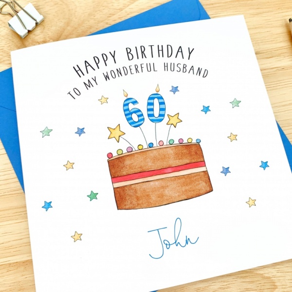 Personalised Birthday Card  Birthday Cake and candles