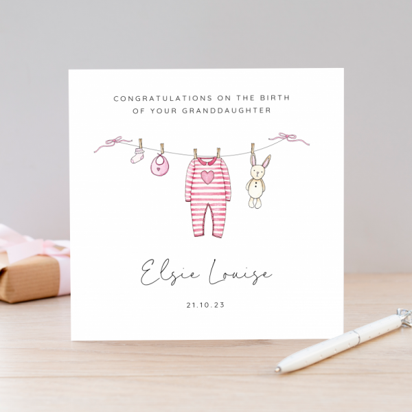 Personalised New Baby Granddaughter Card