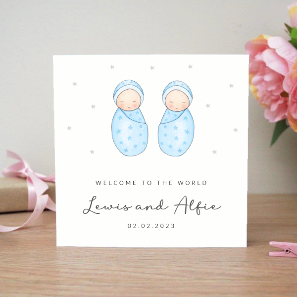 Personalised Baby Twins Card - Babys